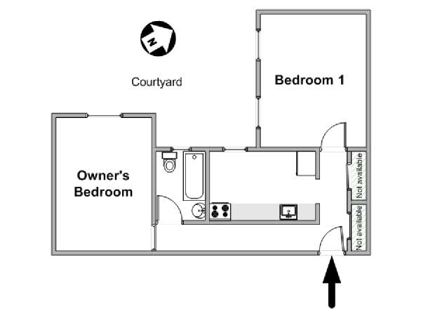 New York 2 Camere da letto stanza in affitto - piantina approssimativa dell' appartamento  (NY-19717)
