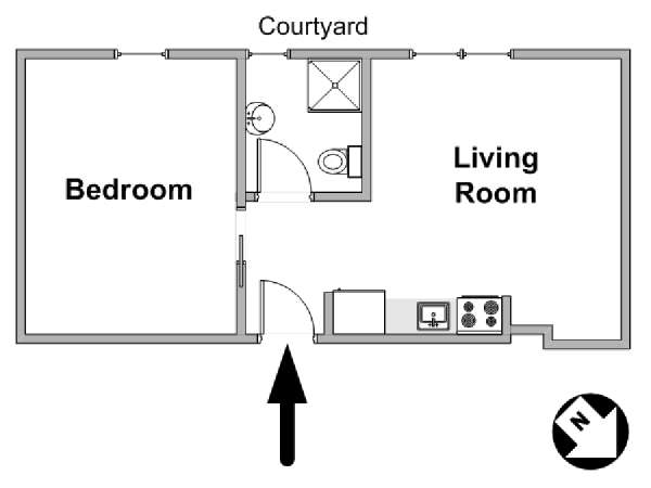 New York 1 Bedroom accommodation - apartment layout  (NY-19722)