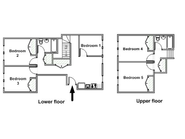 New York 5 Camere da letto stanza in affitto - piantina approssimativa dell' appartamento  (NY-19725)