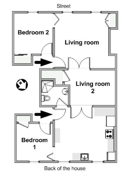 New York 2 Camere da letto appartamento - piantina approssimativa dell' appartamento  (NY-19729)