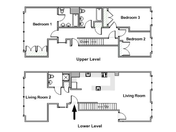 Nueva York 3 Dormitorios - Dúplex apartamento - esquema  (NY-19957)