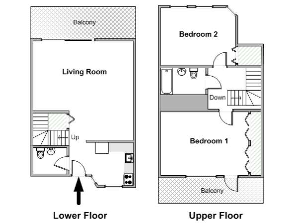 Nueva York 2 Dormitorios - Dúplex apartamento - esquema  (NY-20069)