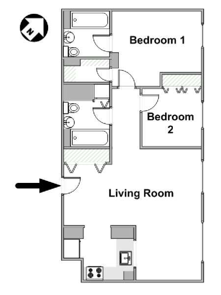 New York T3 logement location appartement - plan sch&eacute;matique  (NY-20137)