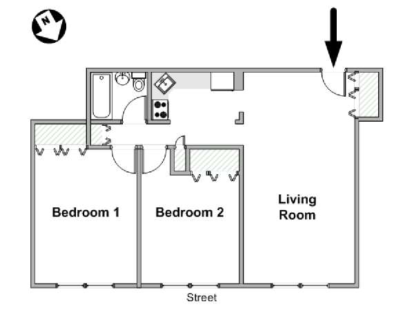 New York T3 appartement colocation - plan schématique  (NY-20300)