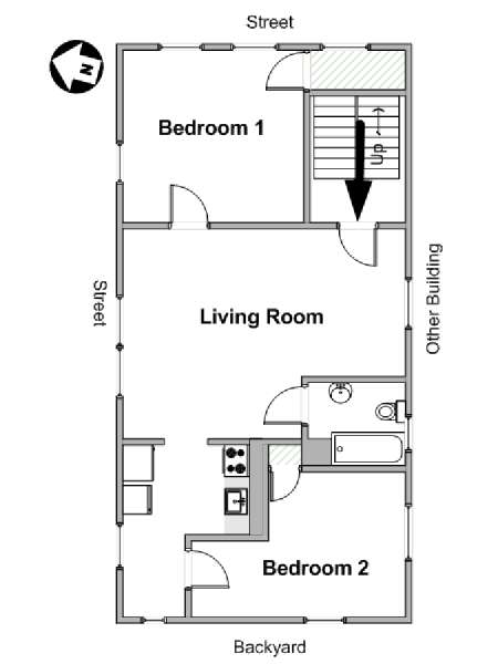 New York 2 Bedroom apartment - apartment layout  (NY-20310)