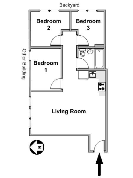 New York 3 Bedroom apartment - apartment layout  (NY-20326)