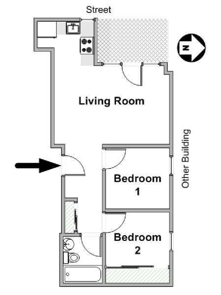 New York 2 Bedroom apartment - apartment layout  (NY-20328)
