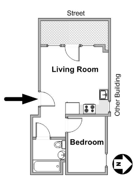 New York 1 Bedroom apartment - apartment layout  (NY-20329)
