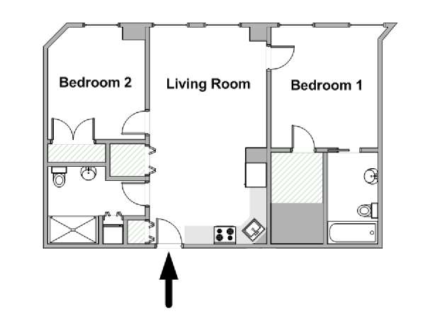 New York 2 Camere da letto appartamento - piantina approssimativa dell' appartamento  (NY-20339)