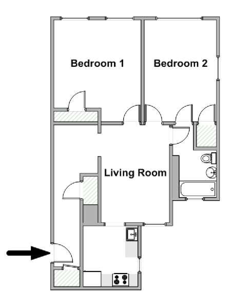 New York 2 Camere da letto appartamento - piantina approssimativa dell' appartamento  (NY-20345)