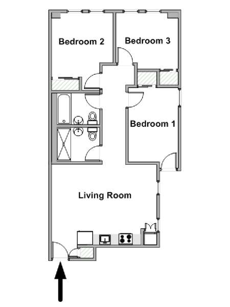 New York T4 logement location appartement - plan sch&eacute;matique  (NY-20346)