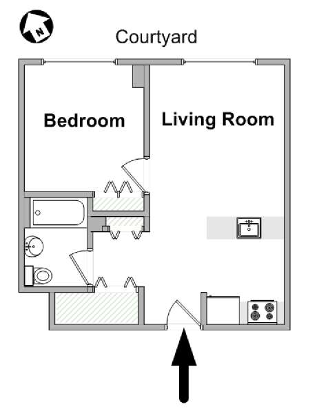 New York 1 Bedroom apartment - apartment layout  (NY-20373)