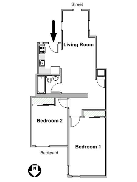 New York T3 logement location appartement - plan sch&eacute;matique  (NY-20391)