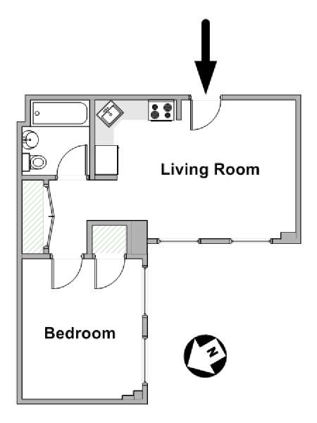 New York 1 Bedroom apartment - apartment layout  (NY-20405)