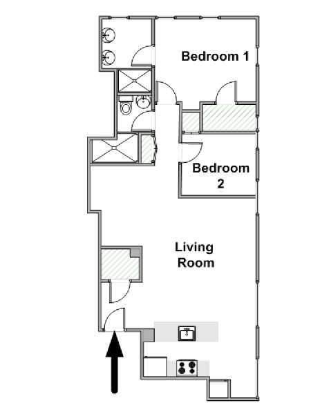New York T3 logement location appartement - plan sch&eacute;matique  (NY-20411)