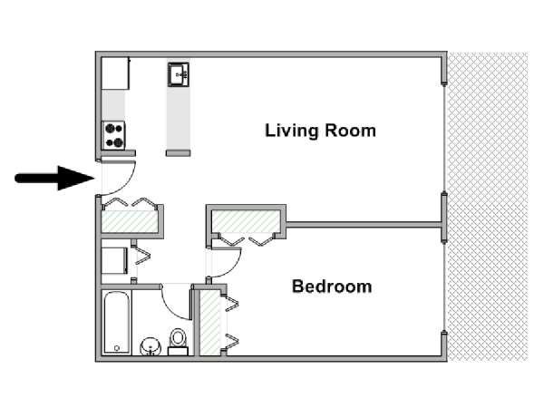 New York 1 Bedroom apartment - apartment layout  (NY-20462)