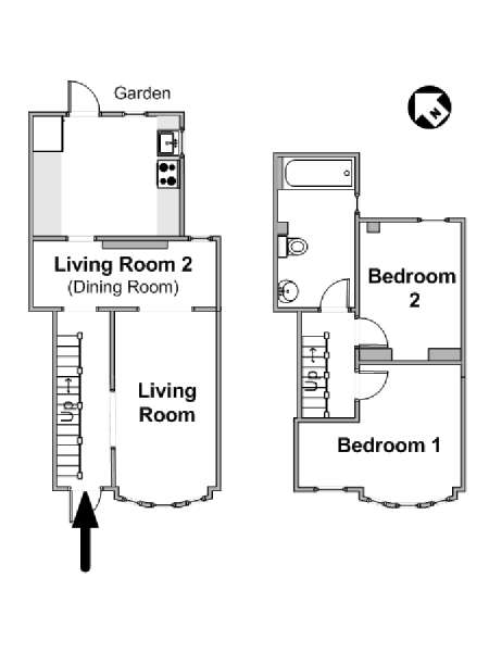New York 2 Bedroom - Duplex accommodation - apartment layout  (NY-20468)