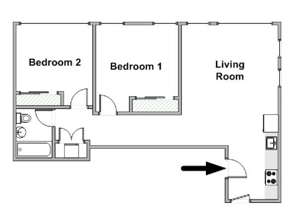 New York 2 Bedroom apartment - apartment layout  (NY-20475)