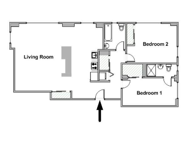 New York 2 Camere da letto appartamento - piantina approssimativa dell' appartamento  (NY-20480)