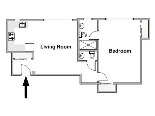 New York 1 Bedroom apartment - apartment layout  (NY-20483)