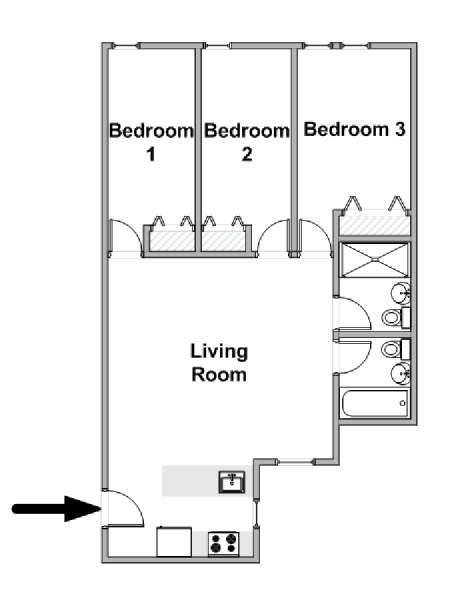 New York 3 Bedroom apartment - apartment layout  (NY-20533)