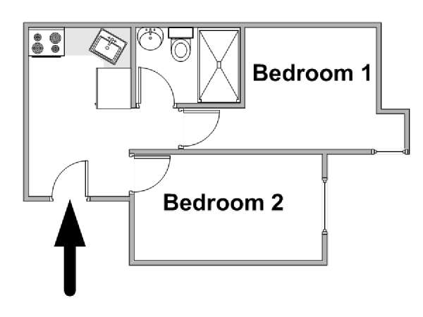 New York 2 Bedroom apartment - apartment layout  (NY-20554)
