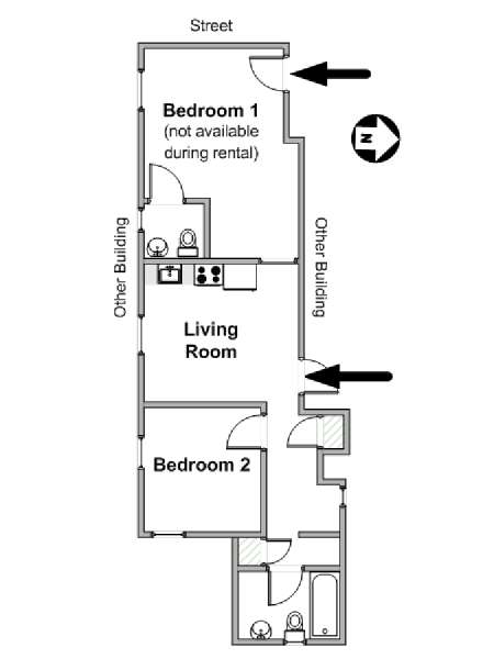 New York 1 Bedroom apartment - apartment layout  (NY-20605)