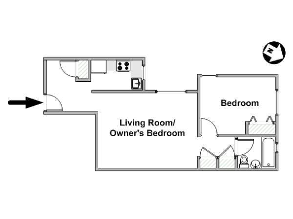 New York 1 Bedroom roommate share apartment - apartment layout  (NY-20694)