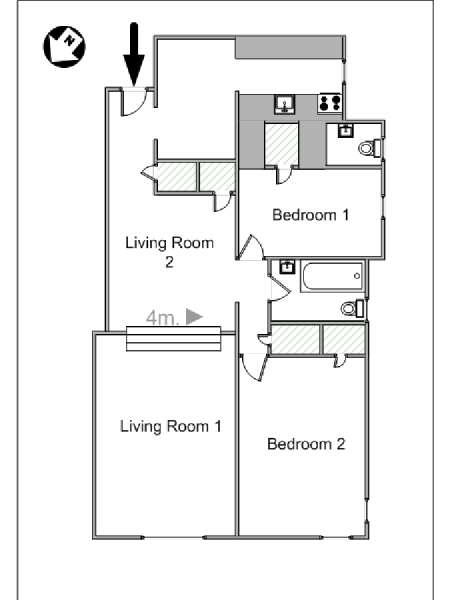 New York 2 Bedroom roommate share apartment - apartment layout  (NY-2843)