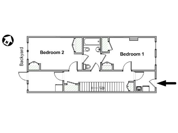 New York 3 Bedroom - Duplex roommate share apartment - apartment layout  (NY-2888)