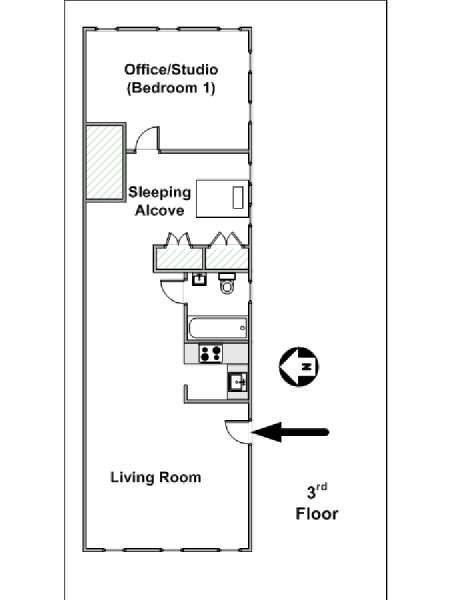 New York 1 Bedroom - Loft apartment - apartment layout  (NY-2948)