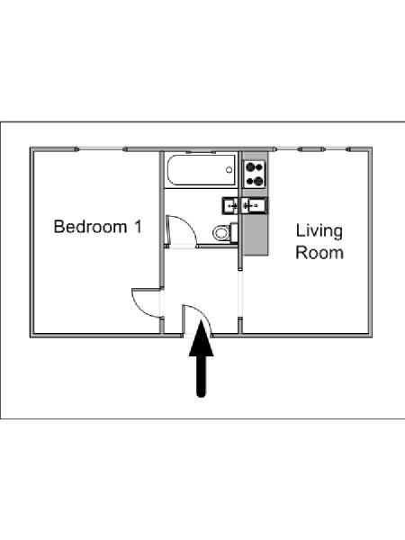 New York 1 Bedroom accommodation - apartment layout  (NY-4646)