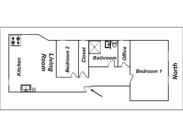 New York 2 Camere da letto appartamento - piantina approssimativa dell' appartamento  (NY-4968)