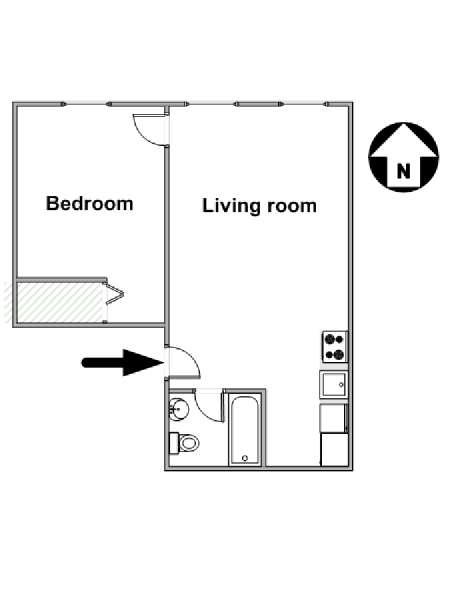 New York 1 Camera da letto appartamento - piantina approssimativa dell' appartamento  (NY-5193)