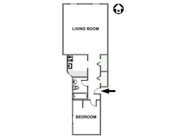 New York 1 Camera da letto appartamento - piantina approssimativa dell' appartamento  (NY-5281)