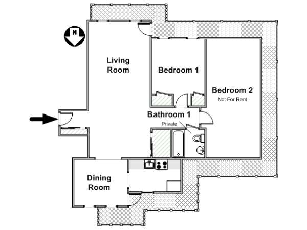 New York 2 Bedroom - Penthouse roommate share apartment - apartment layout  (NY-5761)