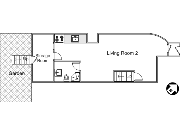 New York 2 Bedroom - Triplex roommate share apartment - apartment layout 2 (NY-6068)