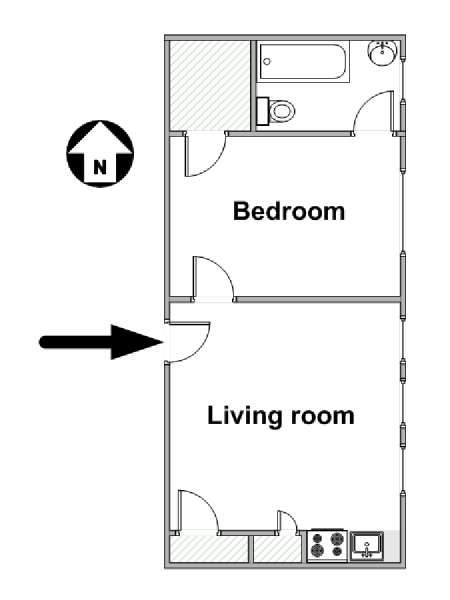 New York 1 Camera da letto stanza in affitto - piantina approssimativa dell' appartamento  (NY-6091)