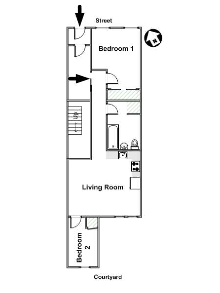 New York 2 Bedroom accommodation - apartment layout  (NY-6213)