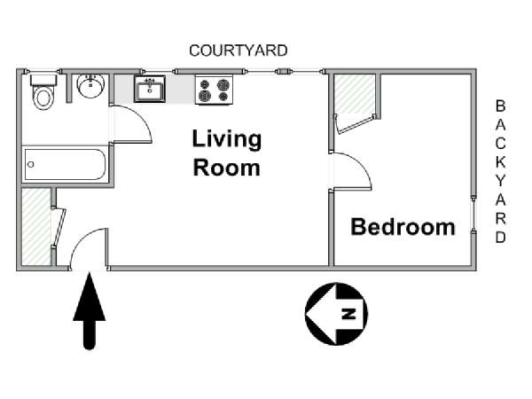 New York 1 Camera da letto appartamento - piantina approssimativa dell' appartamento  (NY-6253)