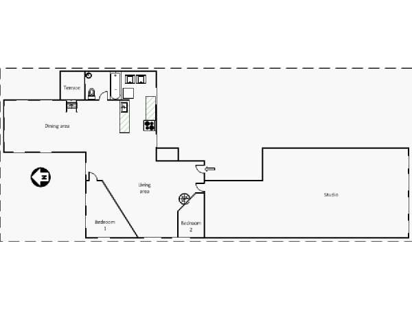 New York 2 Camere da letto - Loft appartamento - piantina approssimativa dell' appartamento  (NY-6259)