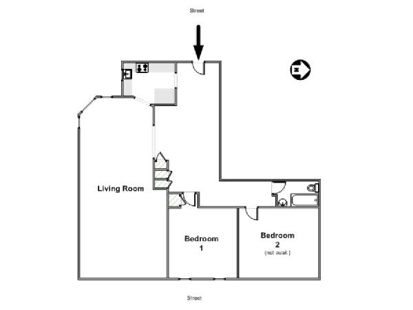 New York T3 appartement colocation - plan schématique  (NY-6328)