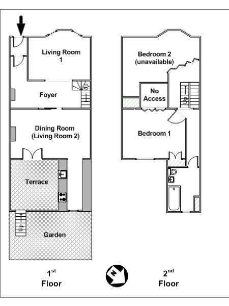 New York 2 Bedroom - Duplex roommate share apartment - apartment layout  (NY-6359)