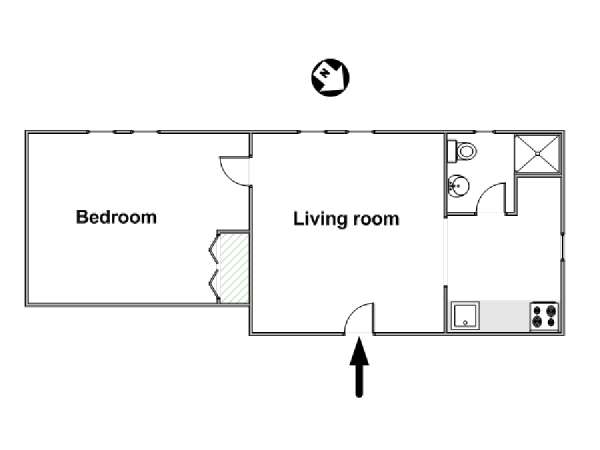 New York 1 Camera da letto appartamento - piantina approssimativa dell' appartamento  (NY-6469)