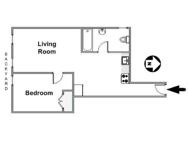 New York 1 Camera da letto appartamento - piantina approssimativa dell' appartamento  (NY-6731)