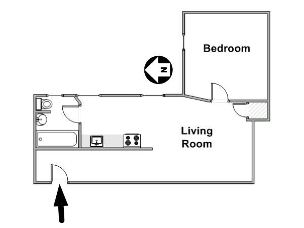 New York 1 Camera da letto appartamento - piantina approssimativa dell' appartamento  (NY-6820)