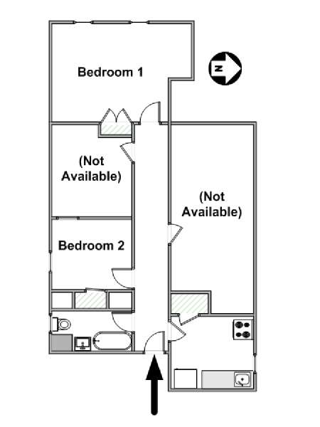 New York 2 Camere da letto stanza in affitto - piantina approssimativa dell' appartamento  (NY-6868)
