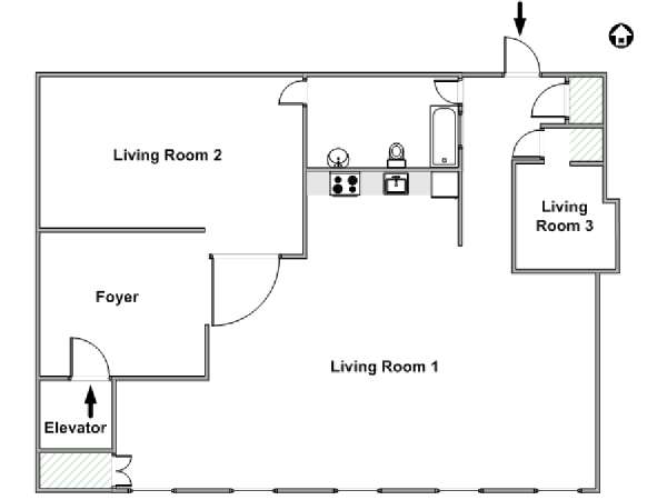 New York Studio mit Alkoven - Loft wohnungsvermietung - layout  (NY-6917)