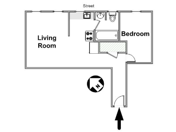 New York 1 Bedroom apartment - apartment layout  (NY-6948)