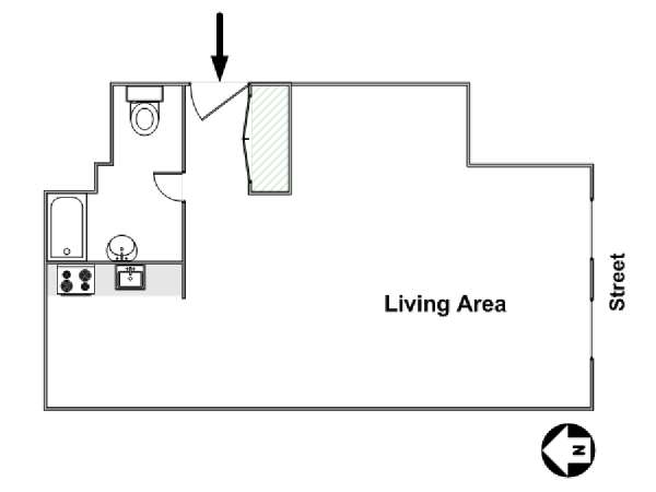 New York Monolocale appartamento - piantina approssimativa dell' appartamento  (NY-7834)